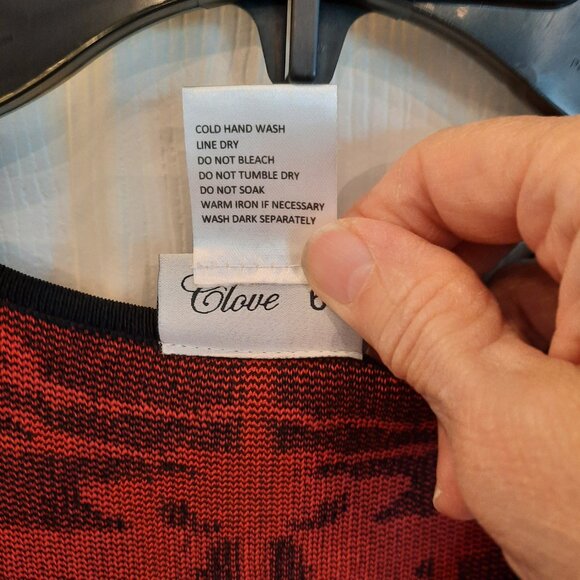 Clove Bodycon Geometric Knit Dress in Black/Red, Size 6 - Picture 2 of 4